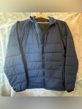 Billabong Men's Navy Quilted Puffer Jacket with Hood